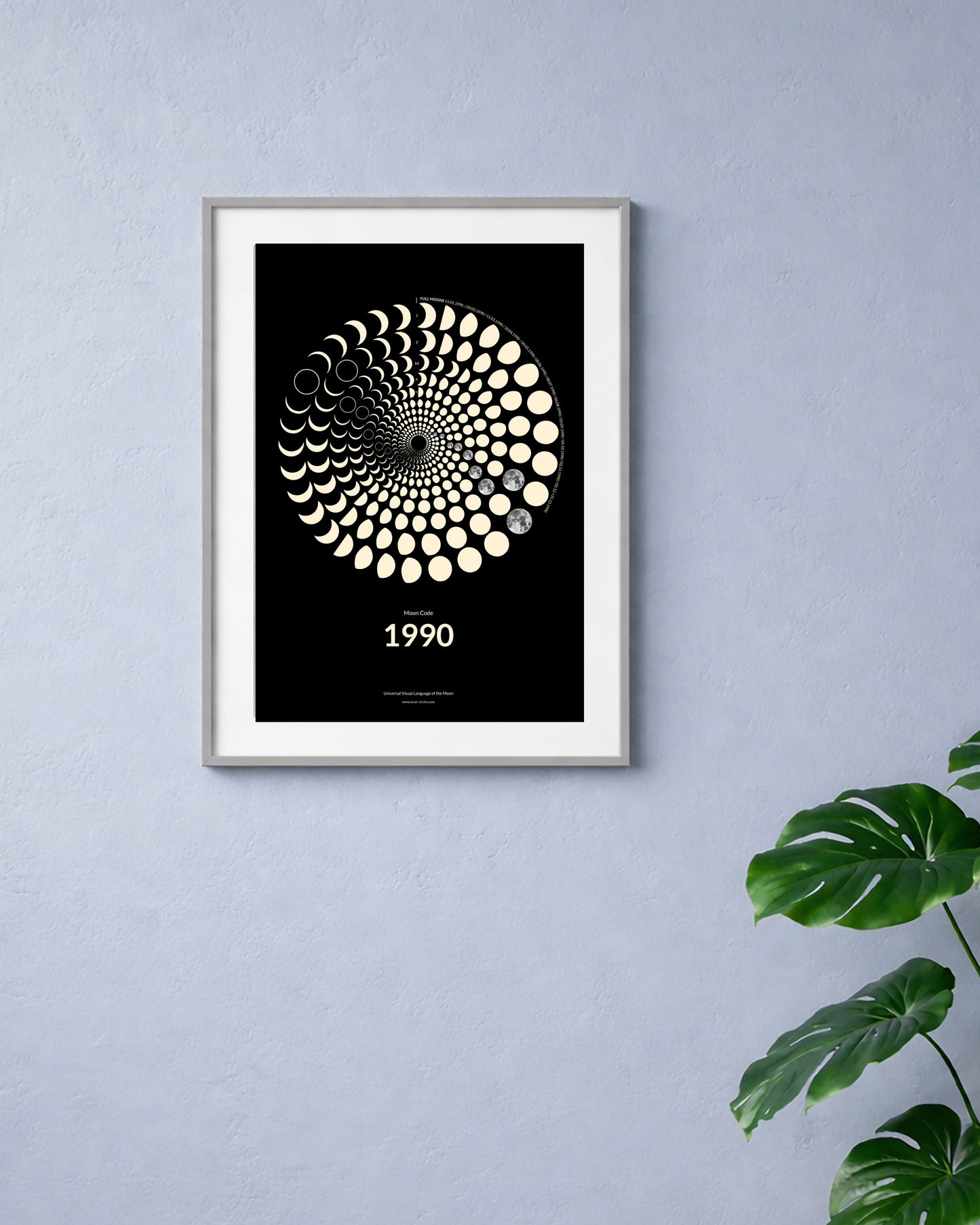 Moon Code Poster an der Wand – Moderne Astronomie Kunst im minimalistischen Stil