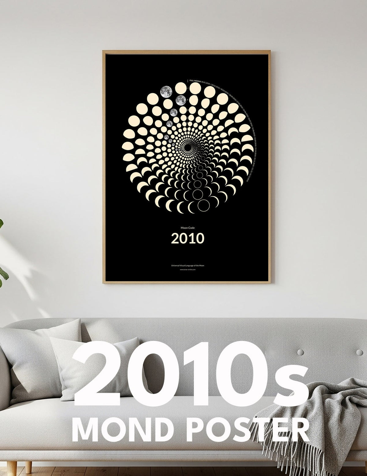 Moon Code Black Your Moon Code | Personalized Birth Year Art 1960–2030 | LUNAR CIRCLES