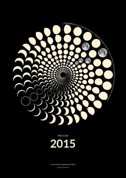 2015 Moon Code Poster – Signature Lunar Circles Design mit Mondphasen und minimalistischer Typografie
