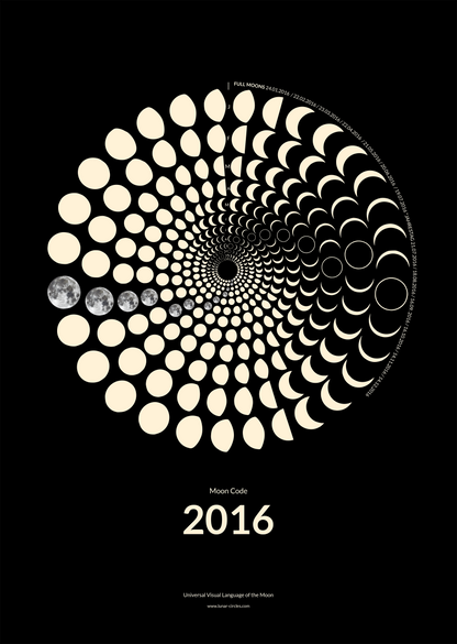 2016 Moon Code Poster Detailansicht – Hochwertige Druckqualität und präzise Mondphasen-Darstellung