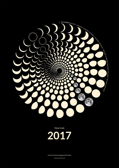 2017 Moon Code Poster – Signature Lunar Circles Design mit Mondphasen und minimalistischer Typografie