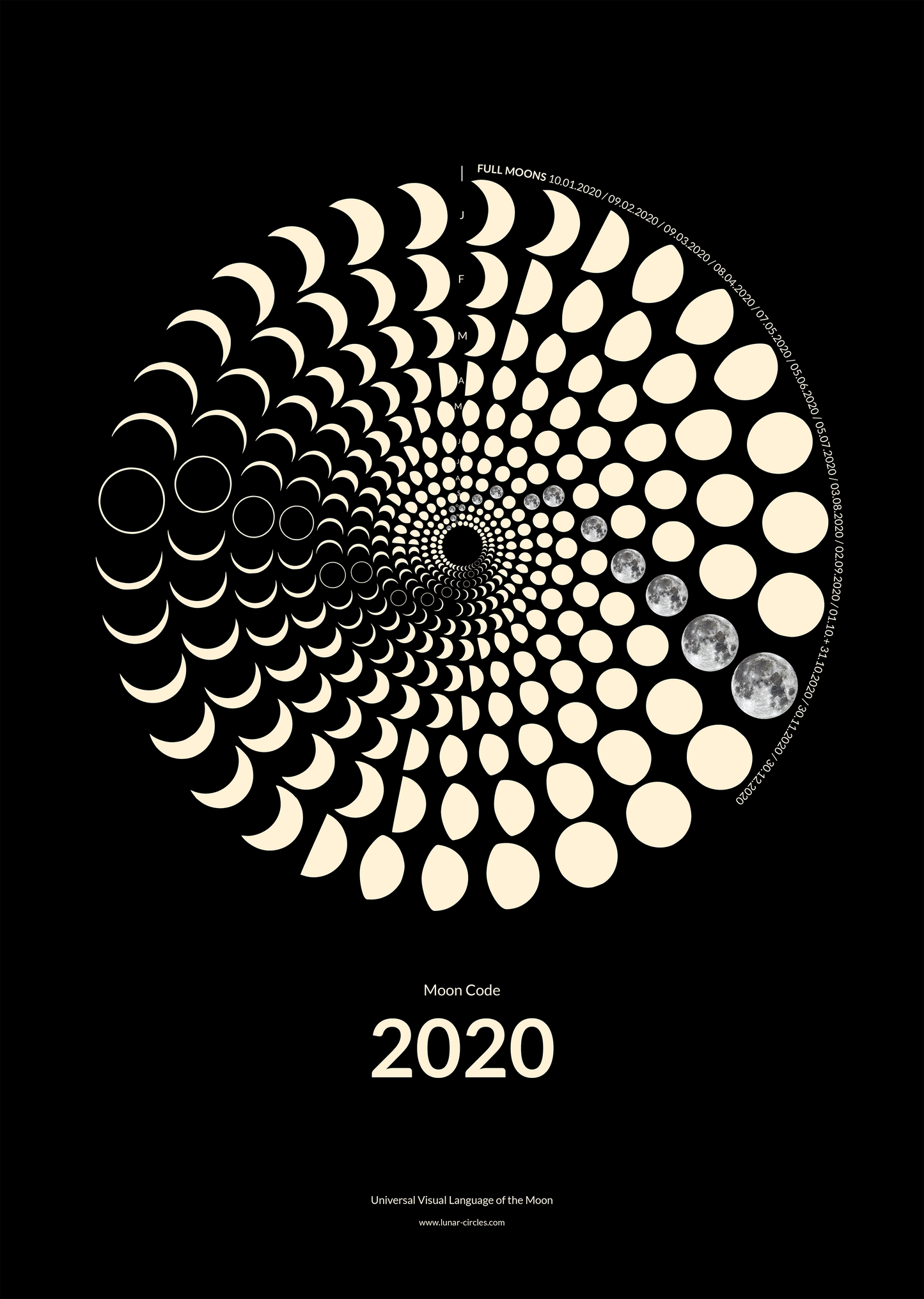 2020 Moon Code – New Decade Lunar Calendar mit 365 Tagen Mondphasen-Daten