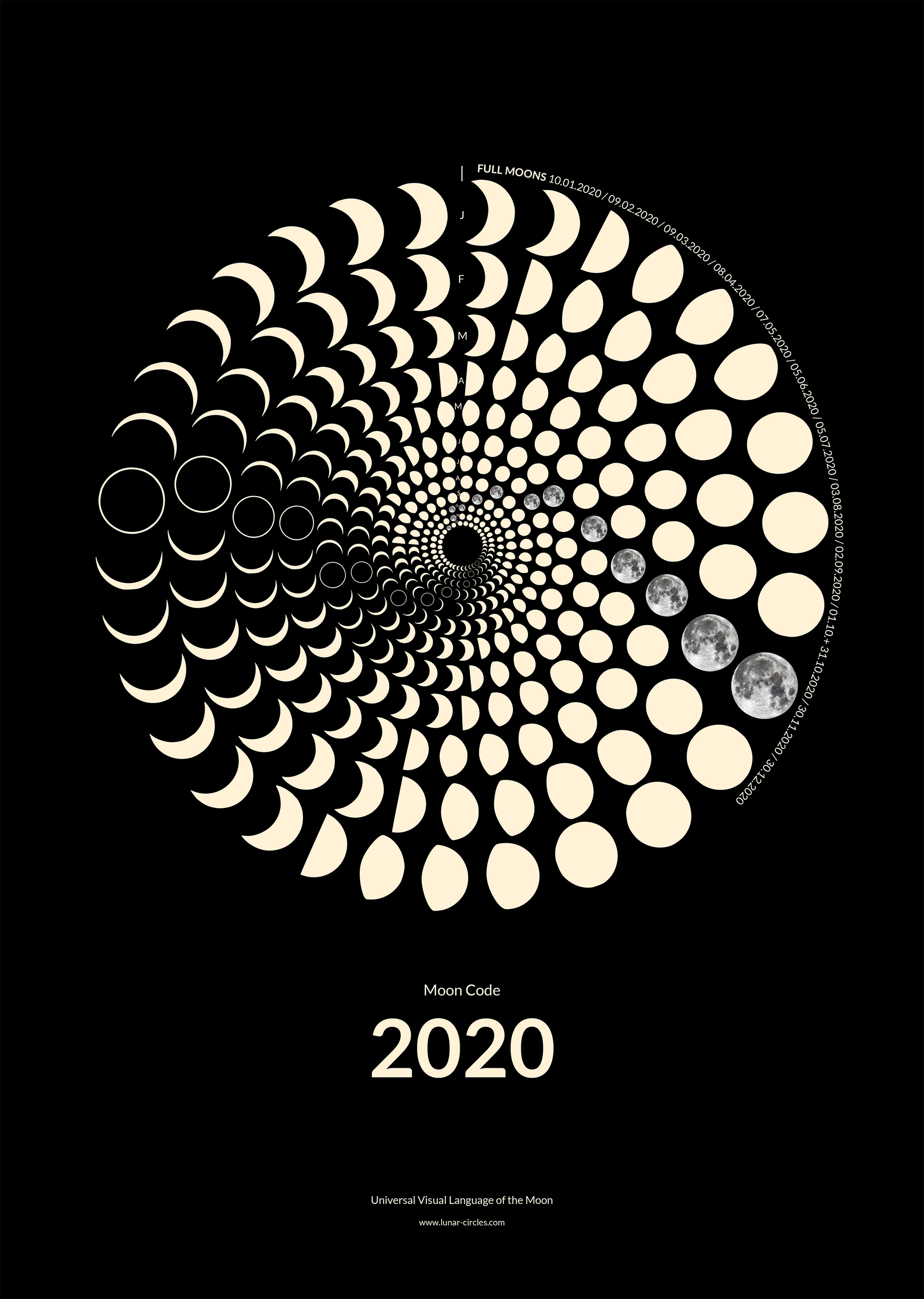 2020 Moon Code – New Decade Lunar Calendar mit 365 Tagen Mondphasen-Daten