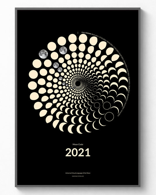 2021 Mondphasen Poster gerahmt – Future Heritage Collection A3 Wandbild