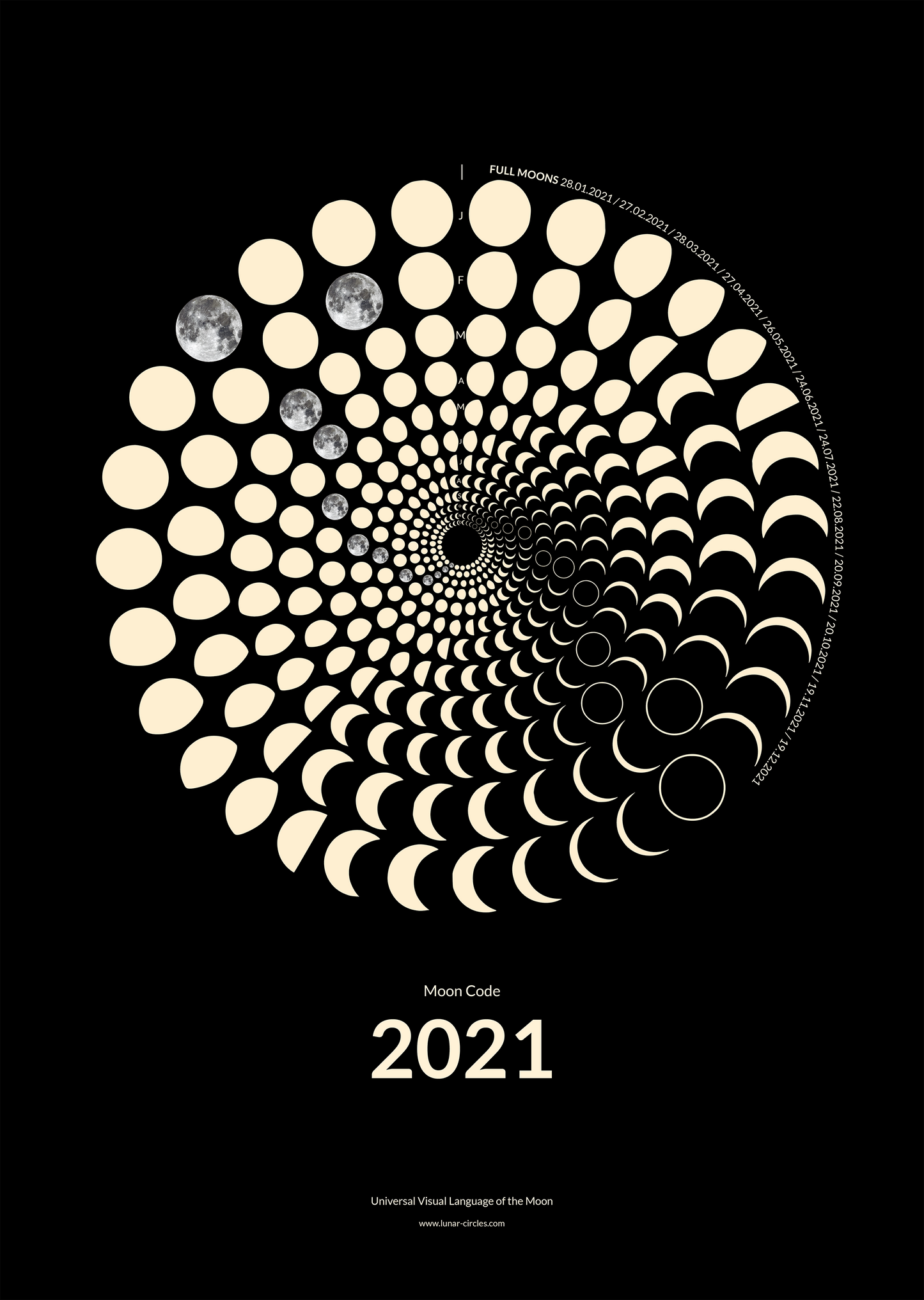 2021 Moon Code Poster – New Lunar Era Design mit 365 Tagen Mondphasen