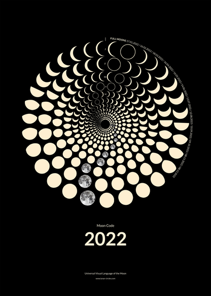 2022 Moon Code Poster – New Lunar Era Design mit 365 Tagen Mondphasen