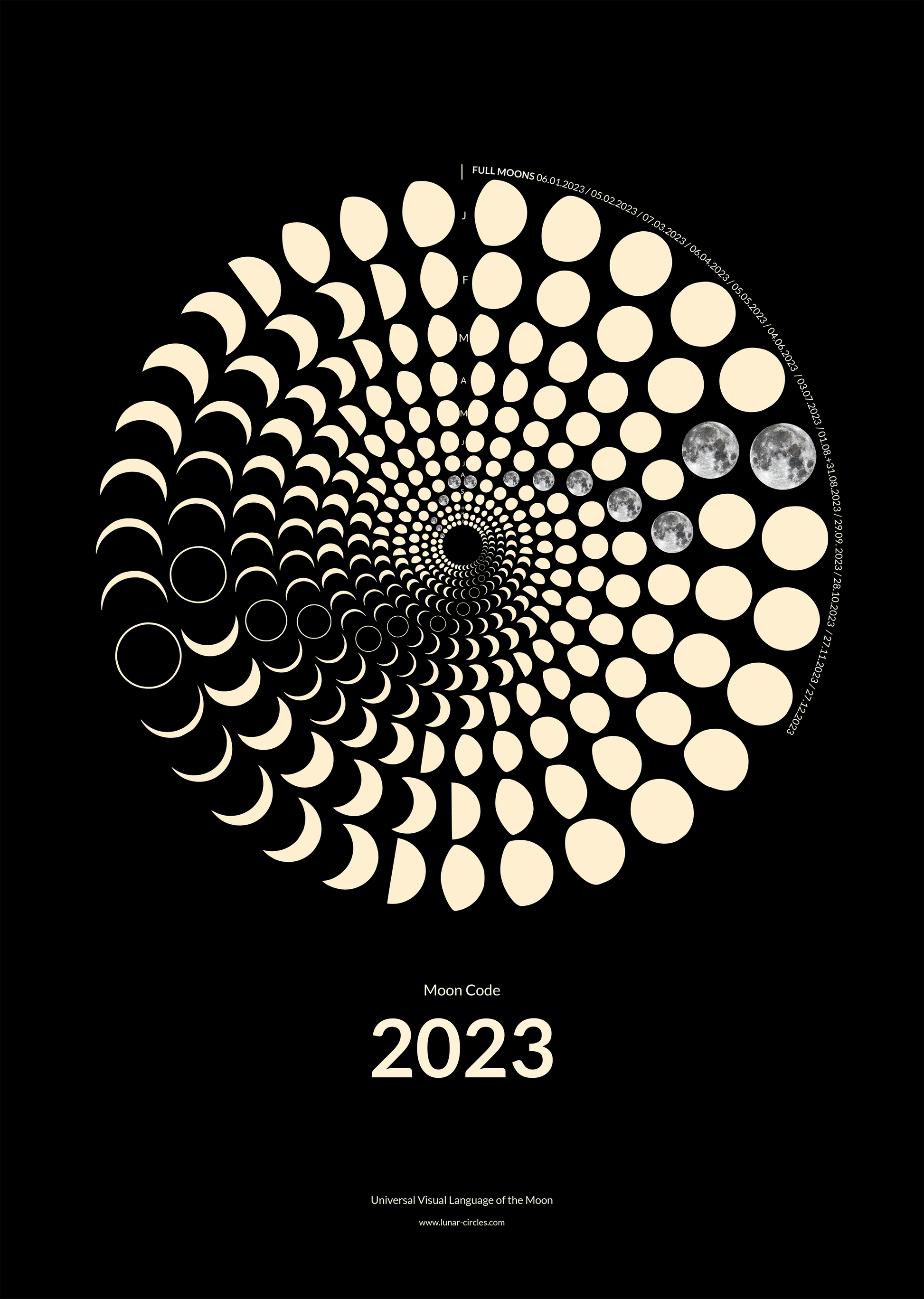 2023 Moon Code Poster – New Lunar Era Design mit 365 Tagen Mondphasen
