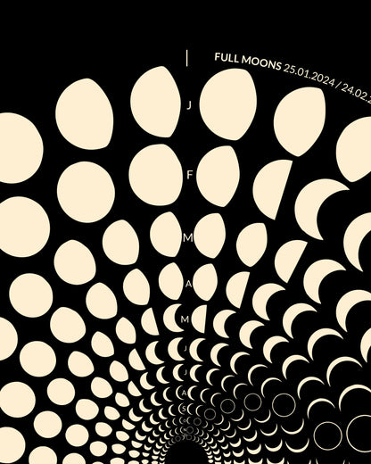 2024 Moon Code Poster Detailansicht – Hochwertige Druckqualität und präzise Mondphasen-Darstellung