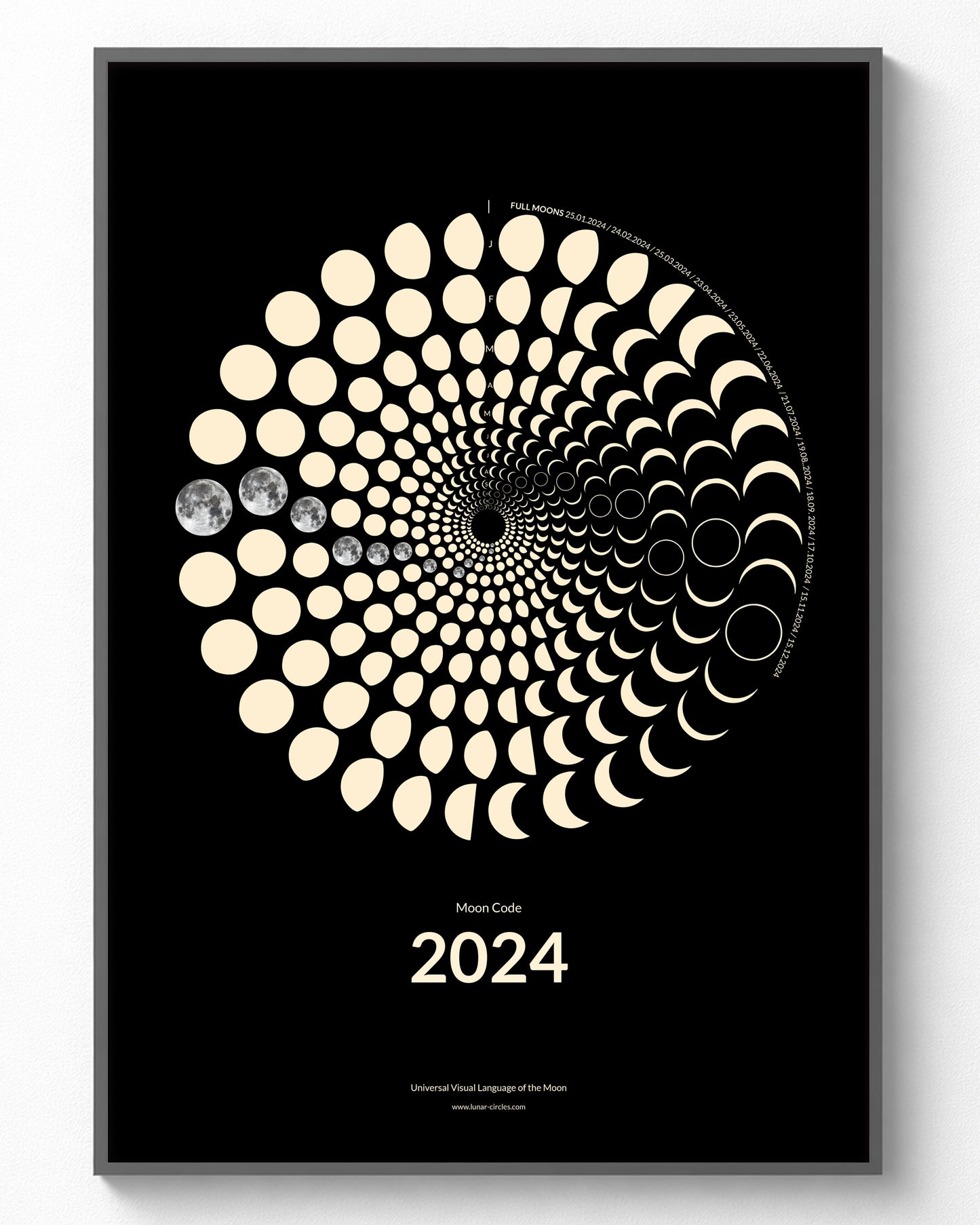 2024 Mondphasen Poster gerahmt – Future Heritage Collection A3 Wandbild