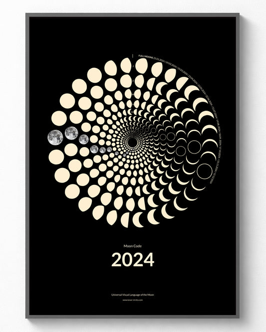 2024 Mondphasen Poster gerahmt – Future Heritage Collection A3 Wandbild