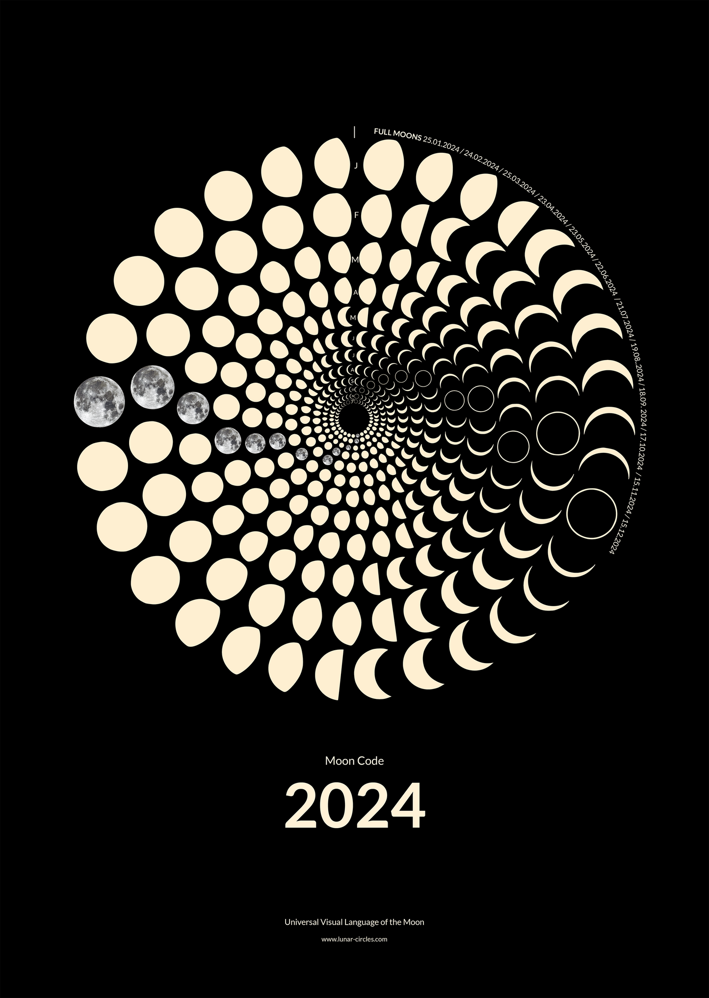 2024 Moon Code Poster – New Lunar Era Design mit 365 Tagen Mondphasen