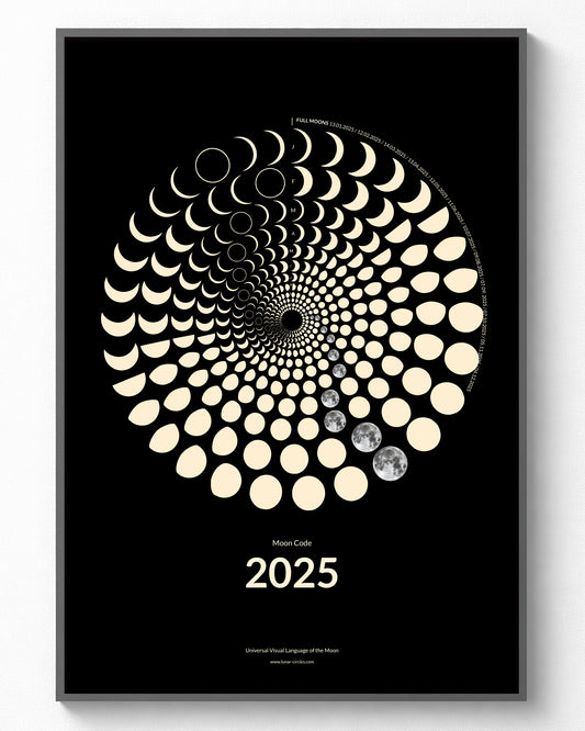 2025 Moon Phase Poster framed Future Heritage Collection A3 wall art