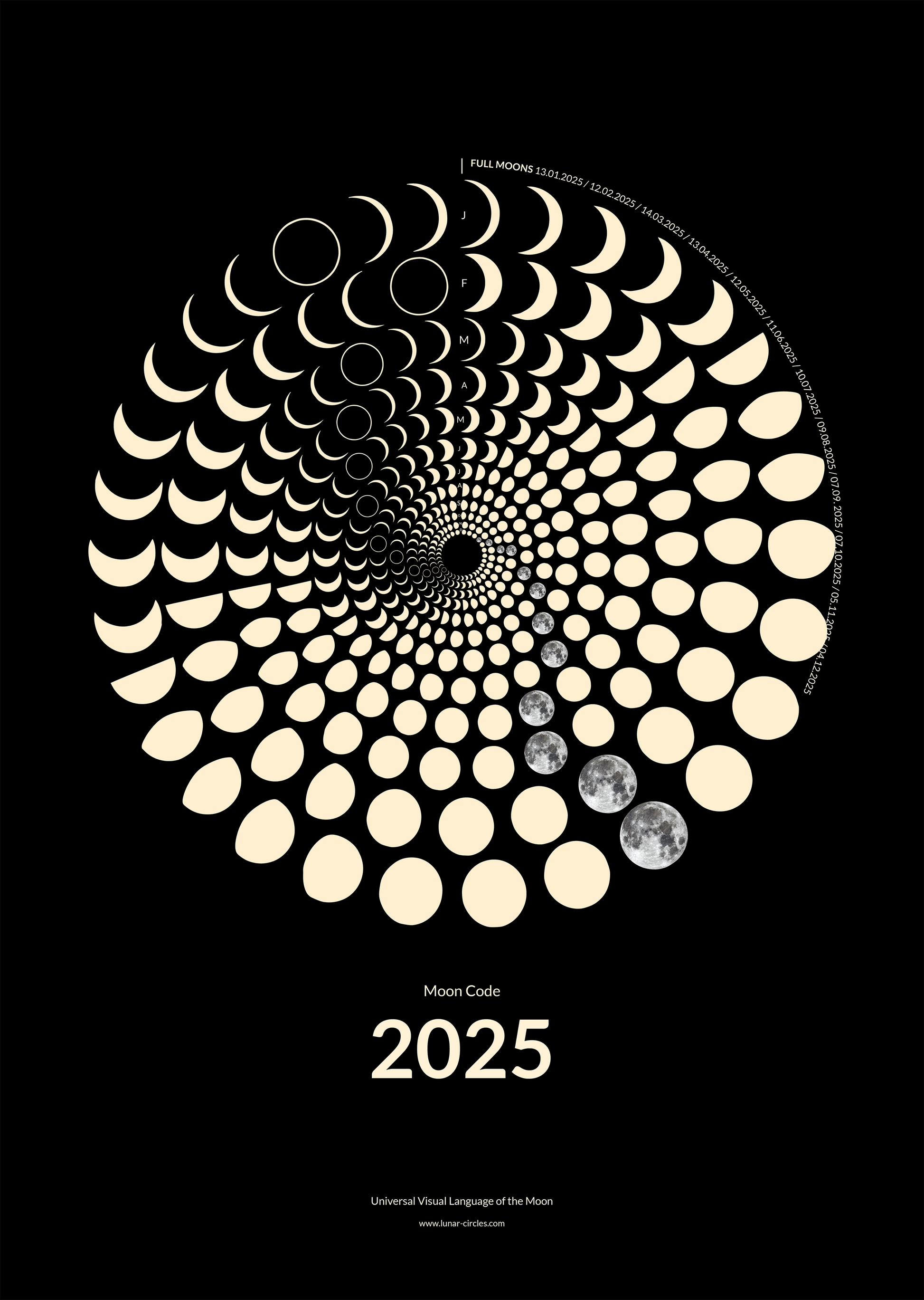 2025 Moon Code Poster New Lunar Era design with 365 days of moon phases