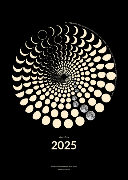 2025 Moon Code Poster New Lunar Era design with 365 days of moon phases