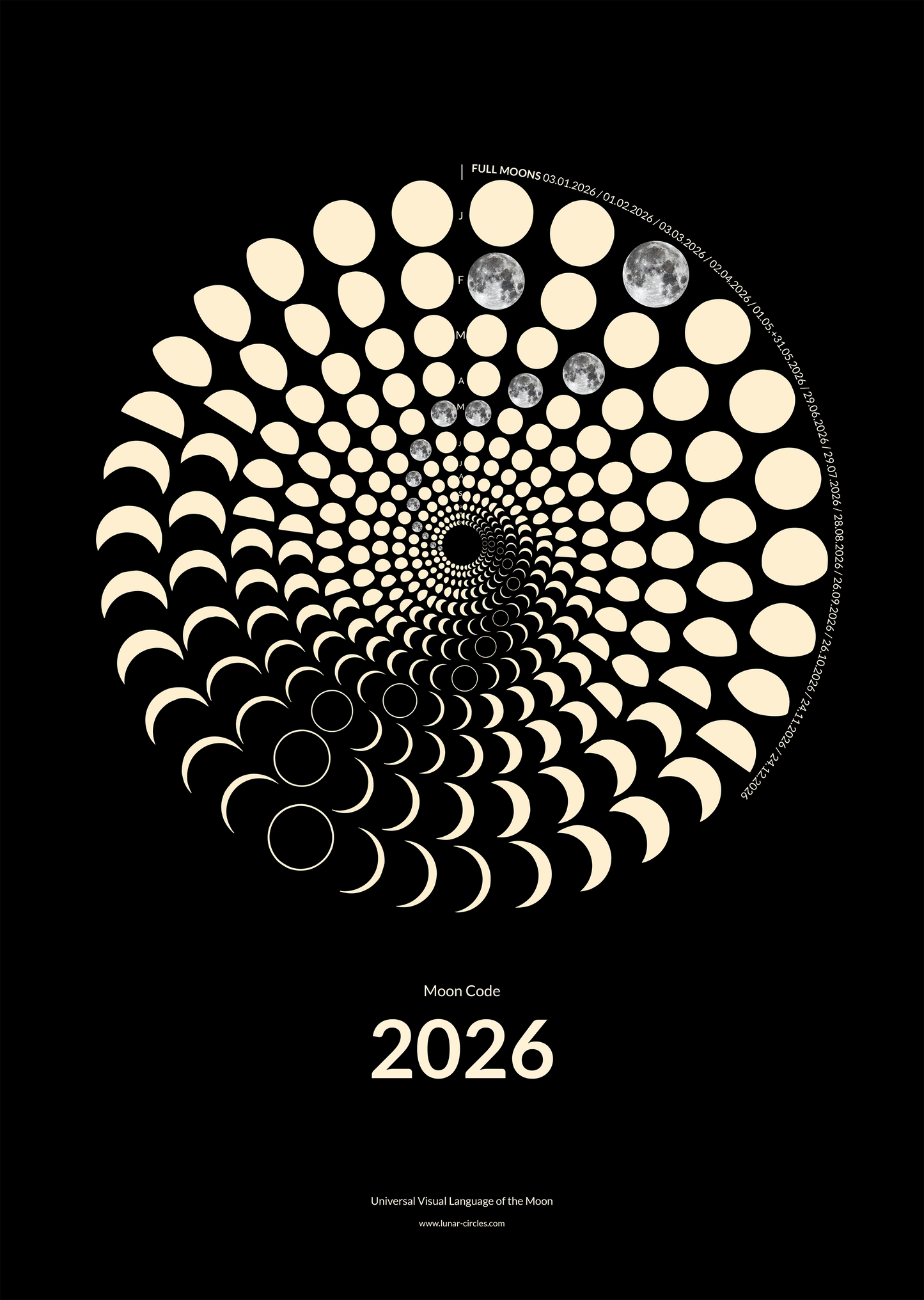 2026 Moon Code Poster New Lunar Era design with 365 days of moon phases