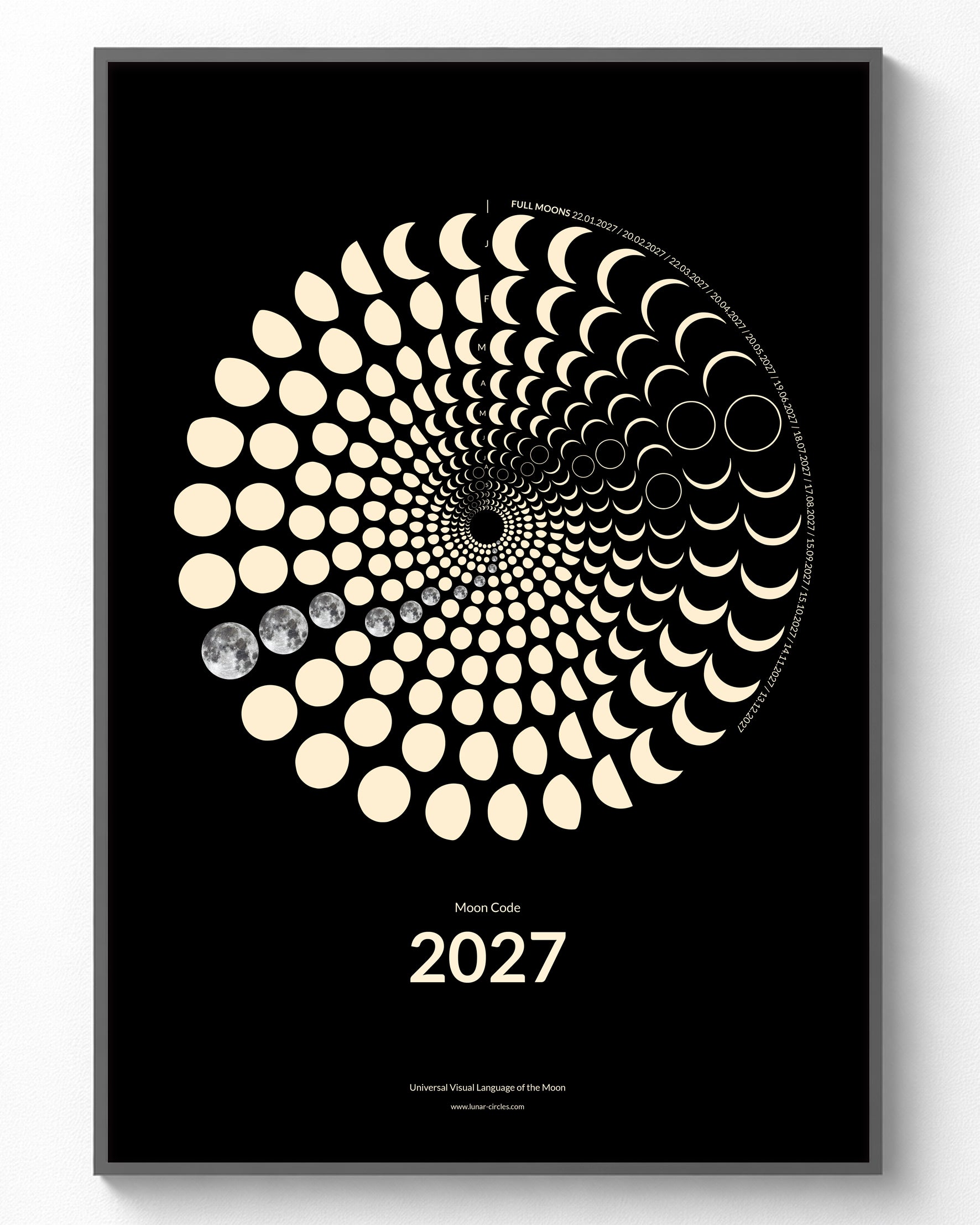 2027 Moon Phase Poster framed Future Heritage Collection A3 wall art