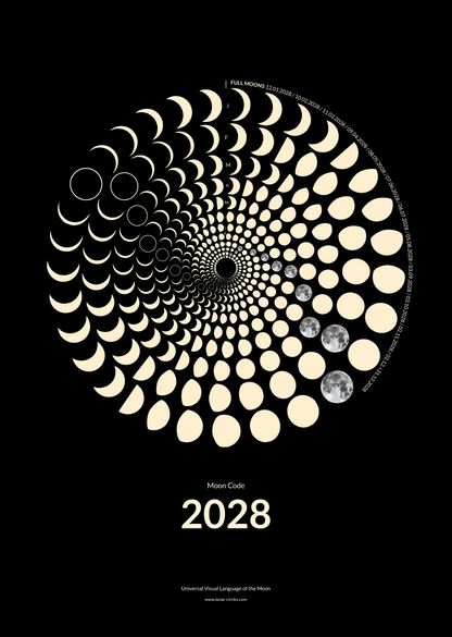 2028 Moon Code Poster Future Lunar design with 365 days of moon phases