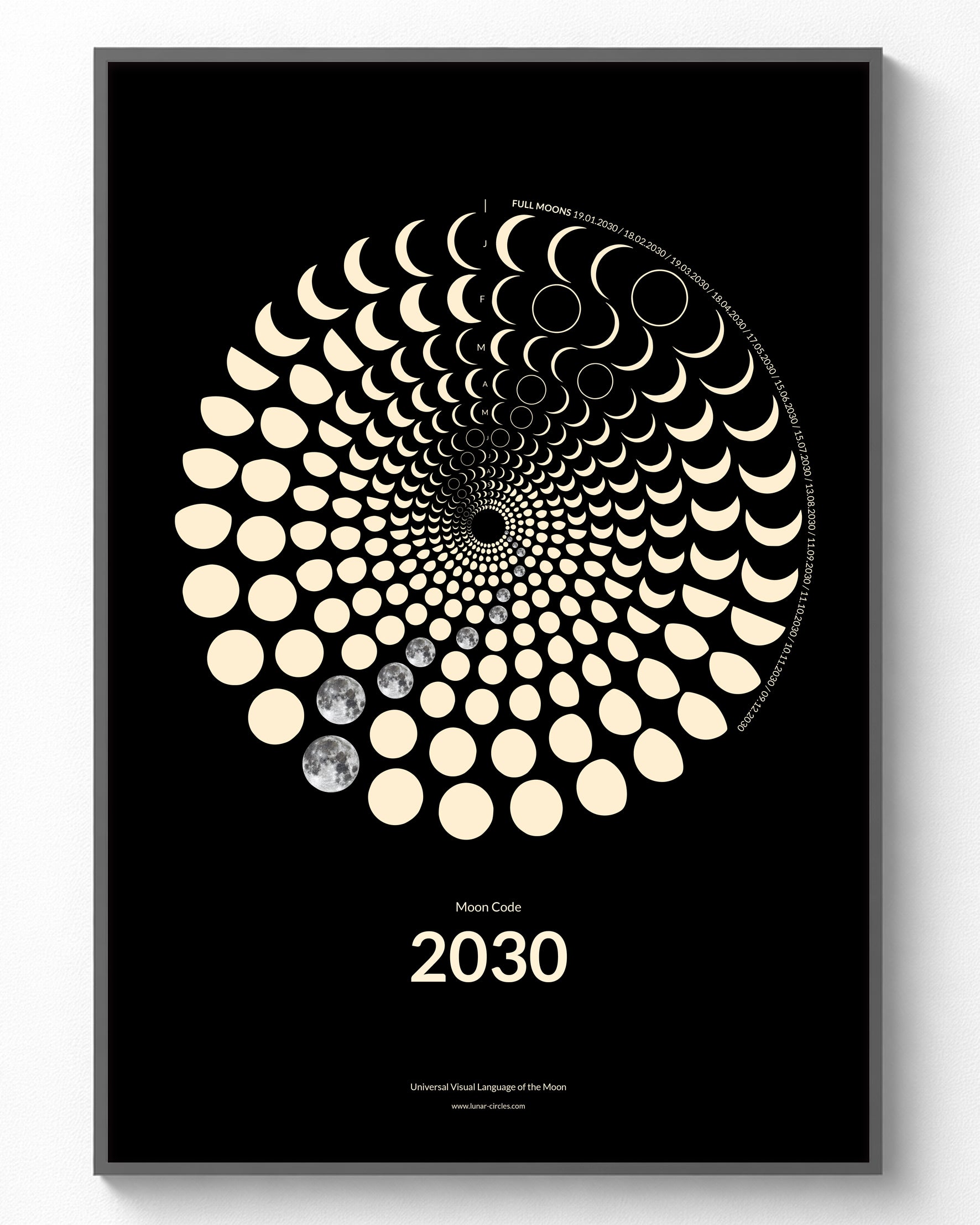2030 Moon Phase Poster framed Future Heritage Collection A3 wall art