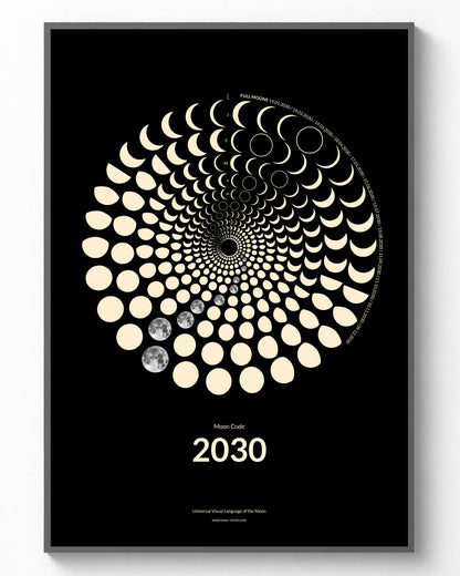 2030 Moon Phase Poster framed Future Heritage Collection A3 wall art