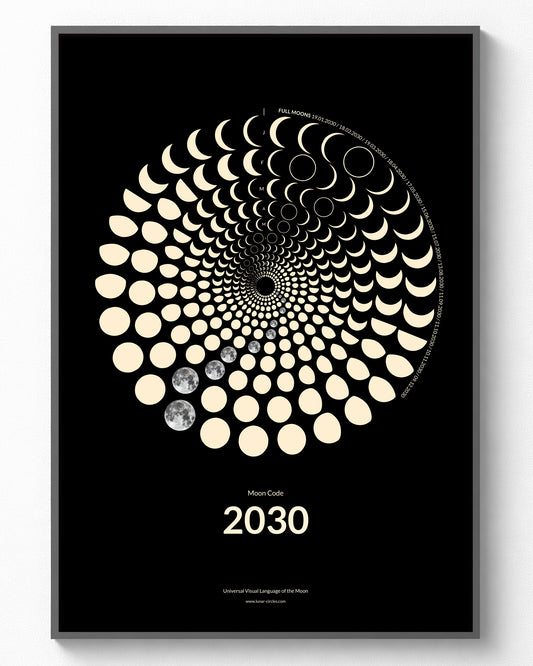 2030 Moon Phase Poster framed Future Heritage Collection A3 wall art