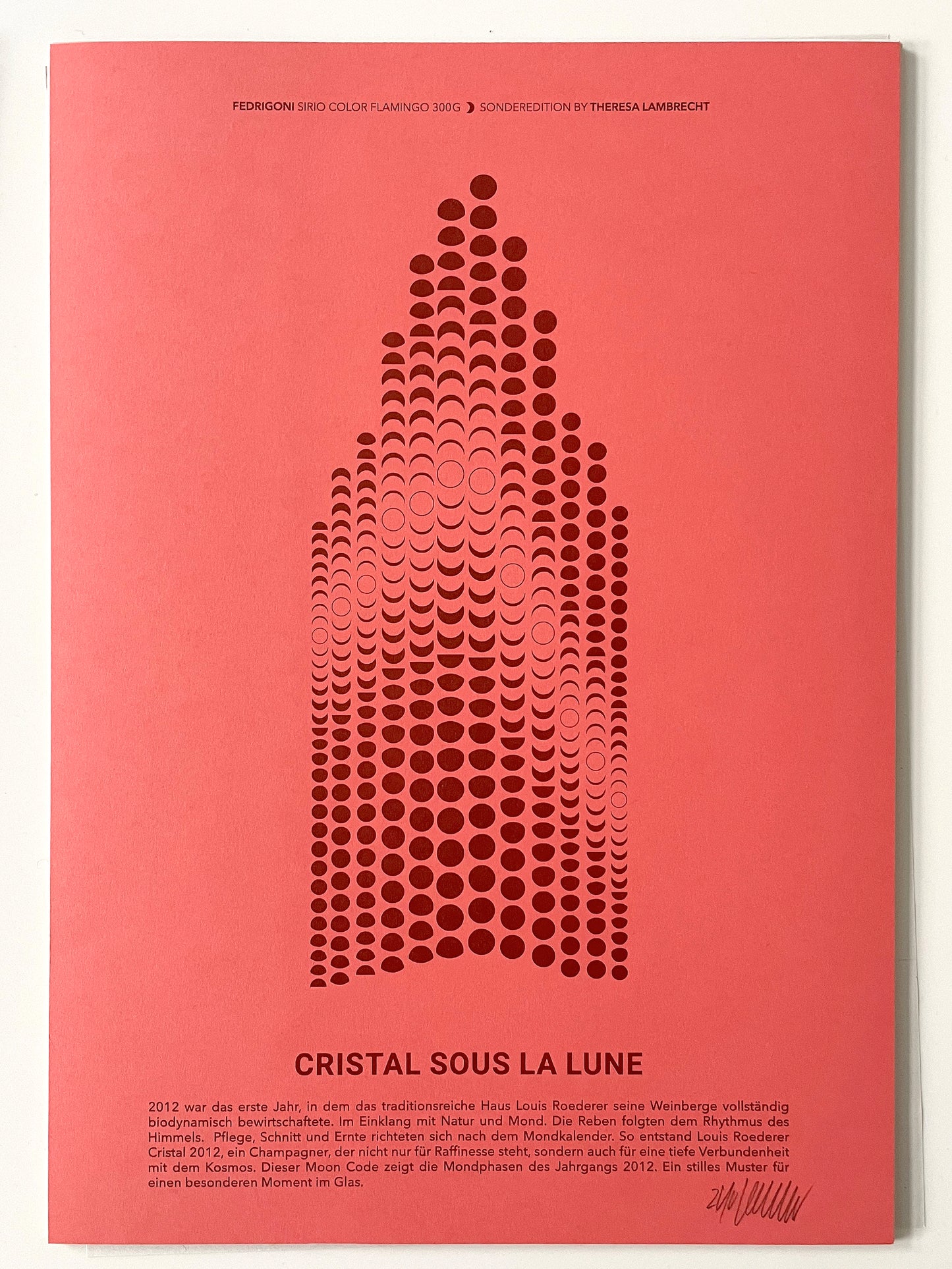 Mondphasen Poster 2012 auf Fedrigoni Papier mit Bezug zu Louis Roederer Cristal Champagner, biodynamisch angebaut im Mondzyklus, limitierte Kunstedition.