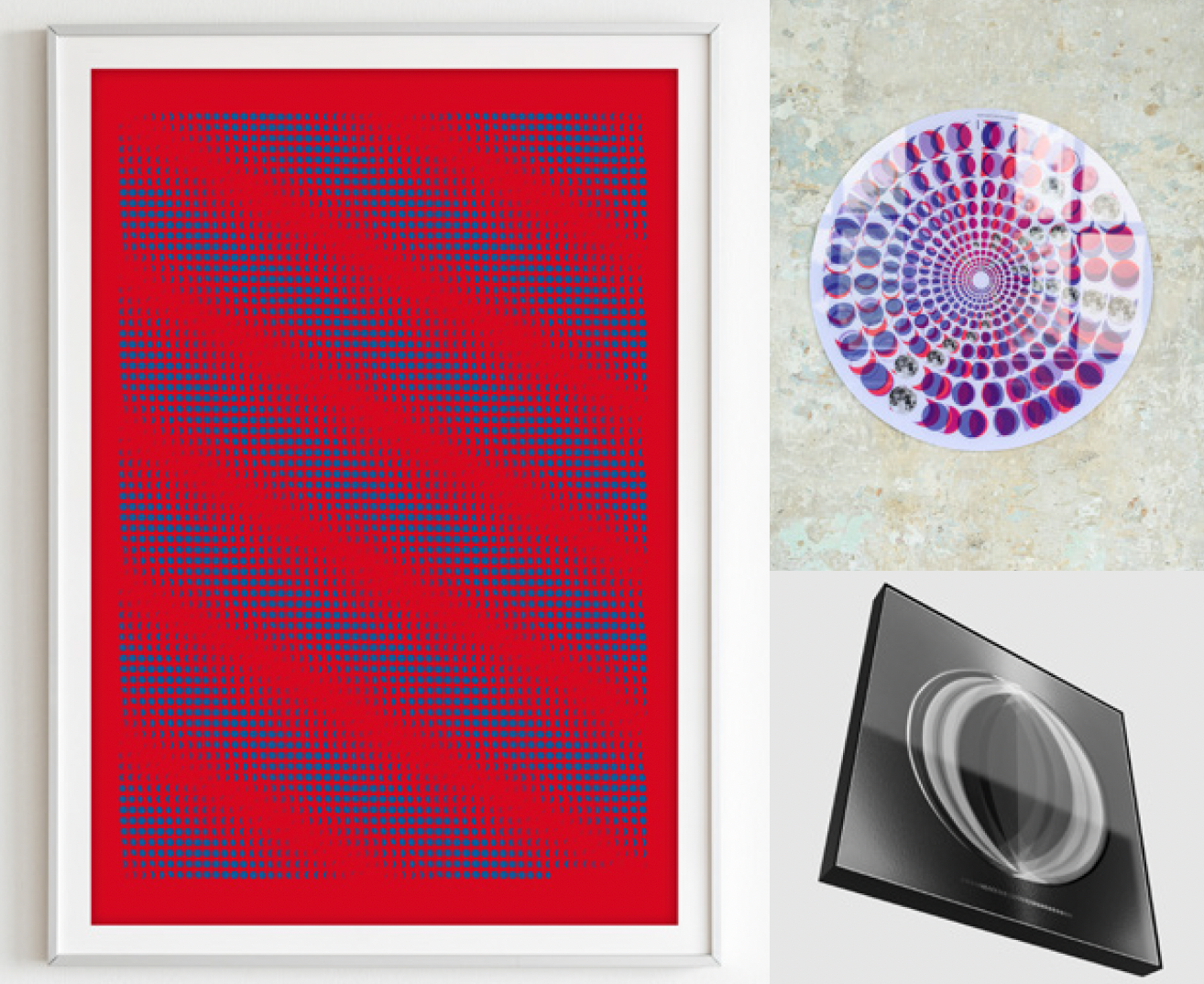 Mondphasen Kunst Bilder gerahmt, als Mondscheibe an der Wand. Kunstwerk in grau/silber Mondphasen der Mondlandung Juli 1969. Werke von Theresa Lambrecht Artlabel Lunar Circles.