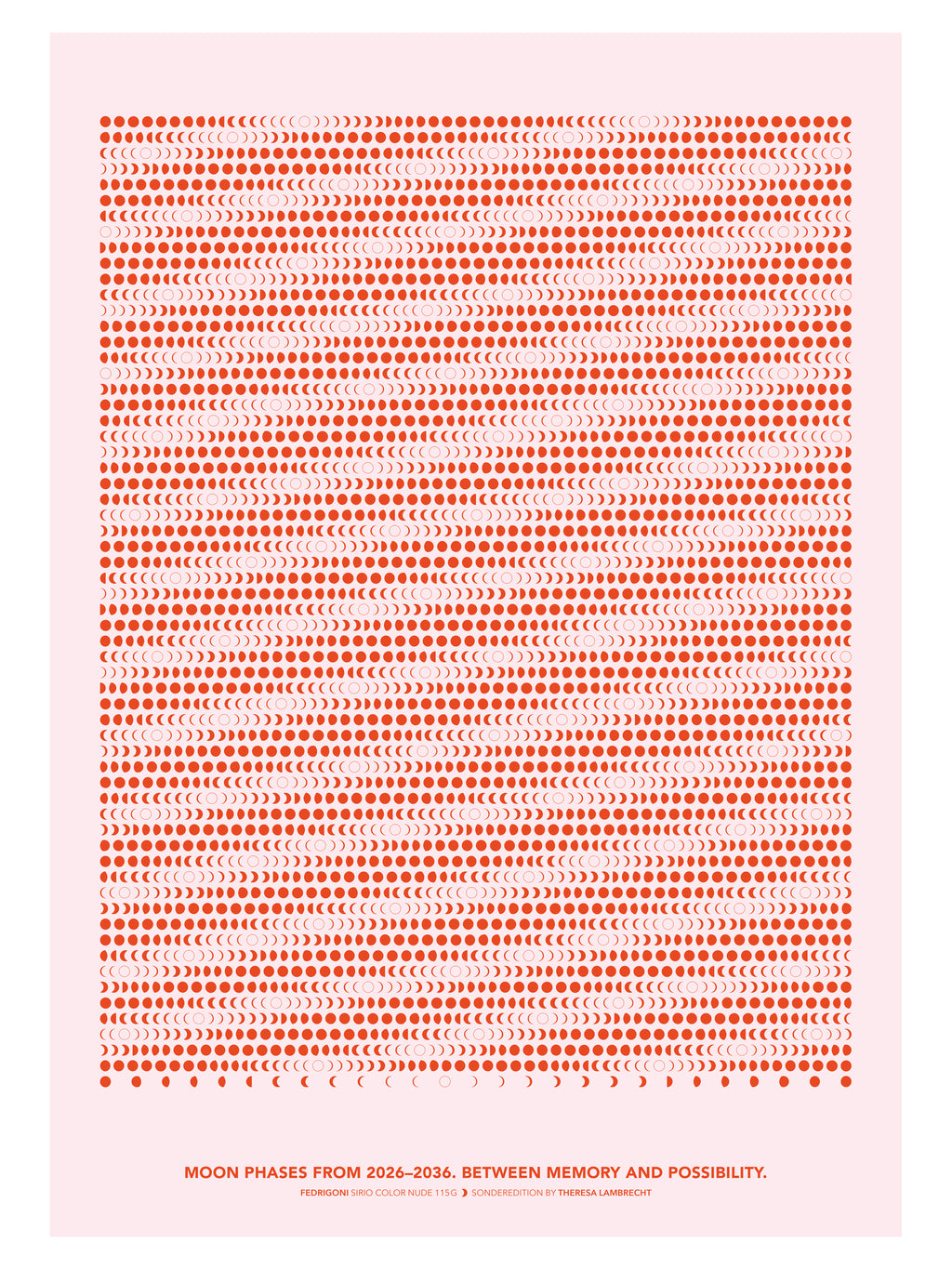 A2 Moon Code Poster mit Mondphasen 2026 bis 2036 · Limitierter Kunstdruck auf Fedrigoni Papier · Theresa Lambrecht Visionäre Edition