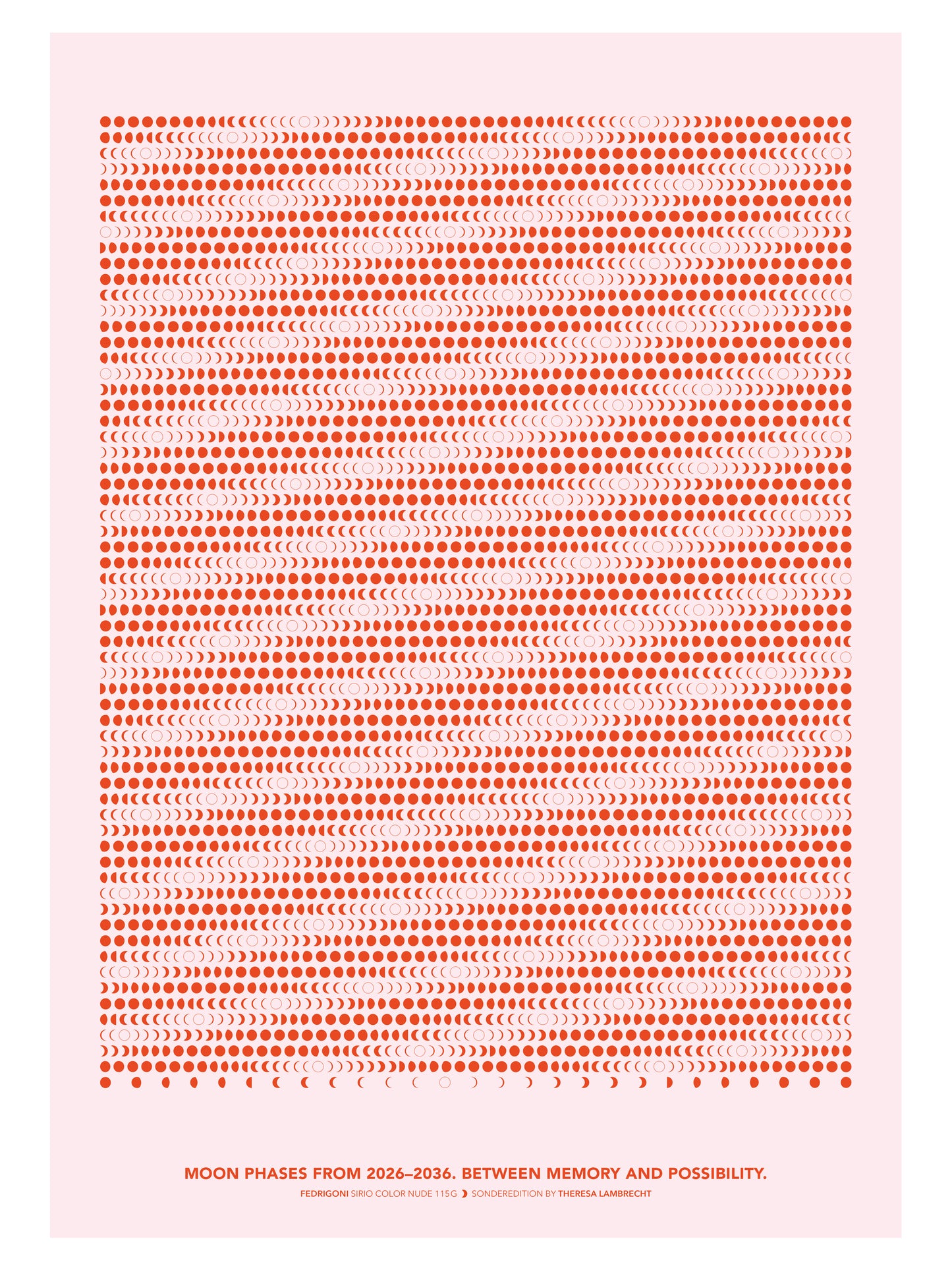 A2 Moon Code Poster mit Mondphasen 2026 bis 2036 · Limitierter Kunstdruck auf Fedrigoni Papier · Theresa Lambrecht Visionäre Edition