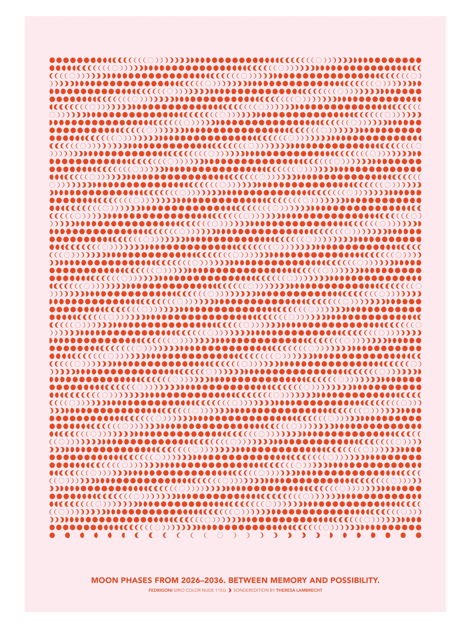 A2 Moon Code Poster mit Mondphasen 2026 bis 2036 · Limitierter Kunstdruck auf Fedrigoni Papier · Theresa Lambrecht Visionäre Edition