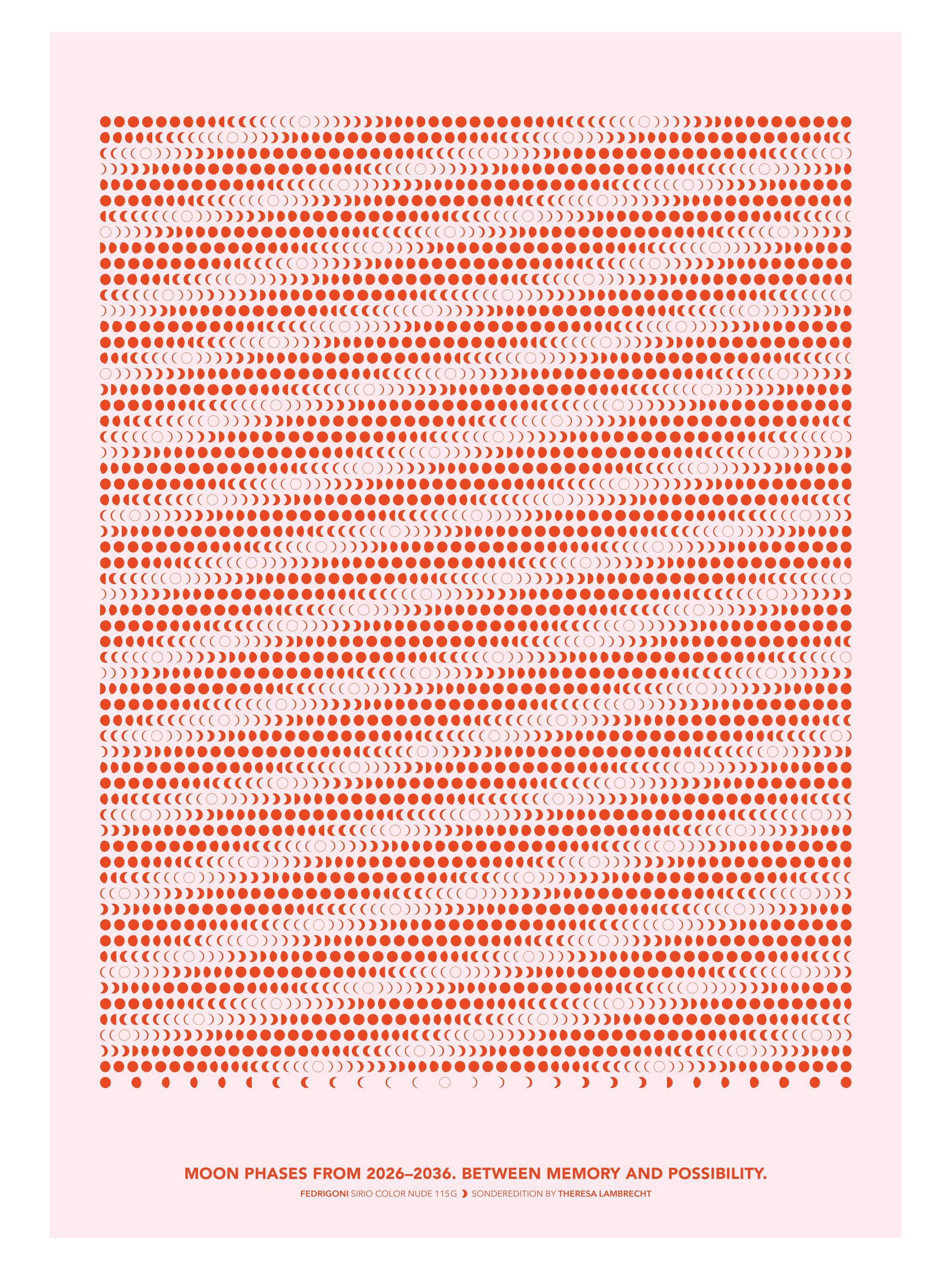 A2 Moon Code Poster mit Mondphasen 2026 bis 2036 · Limitierter Kunstdruck auf Fedrigoni Papier · Theresa Lambrecht Visionäre Edition