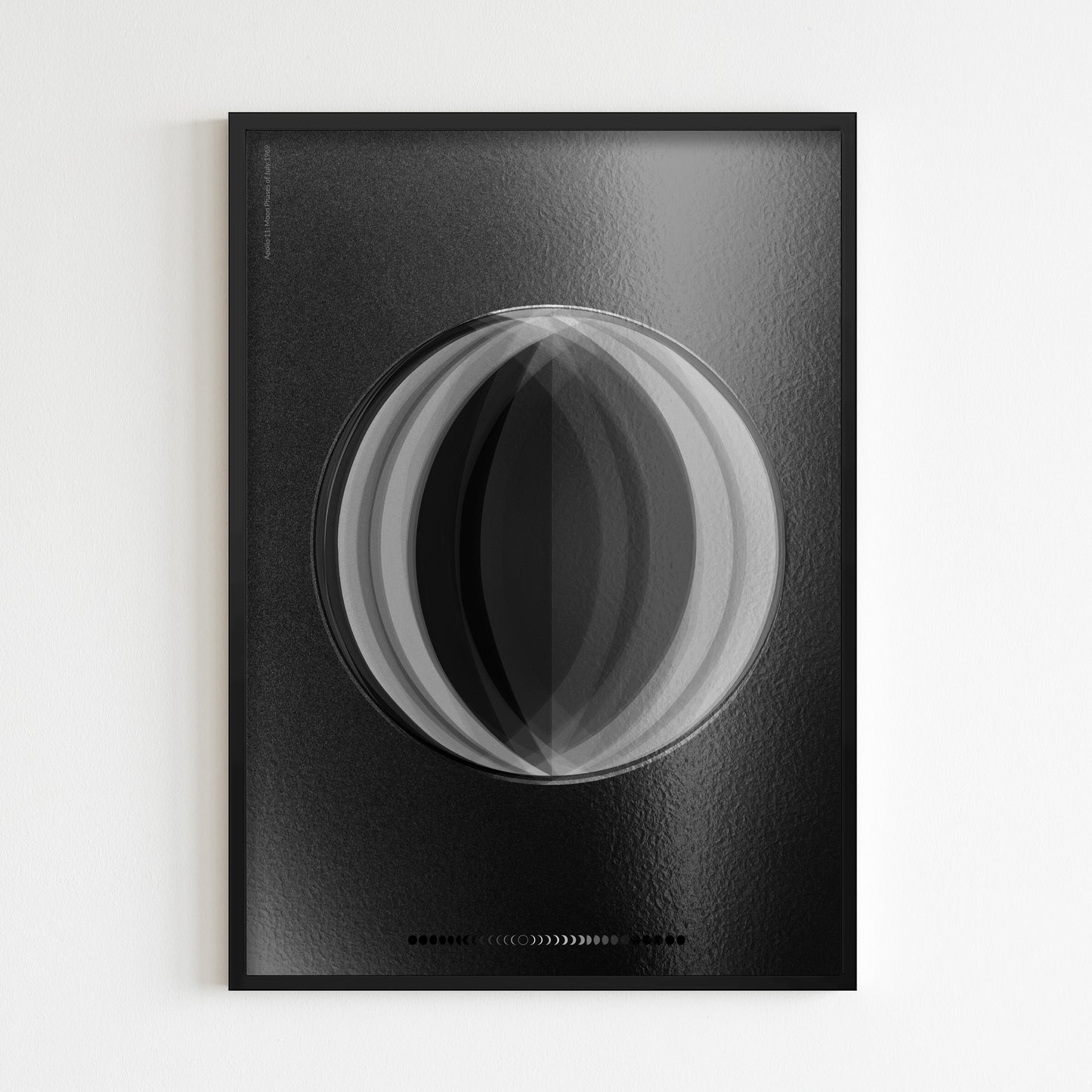 Apollo 11 Mondphasen Poster A3 – Limitierte Edition von Theresa Lambrecht, inspiriert von der Mondlandung 1969, auf hochwertigem Kunstdruckpapier.