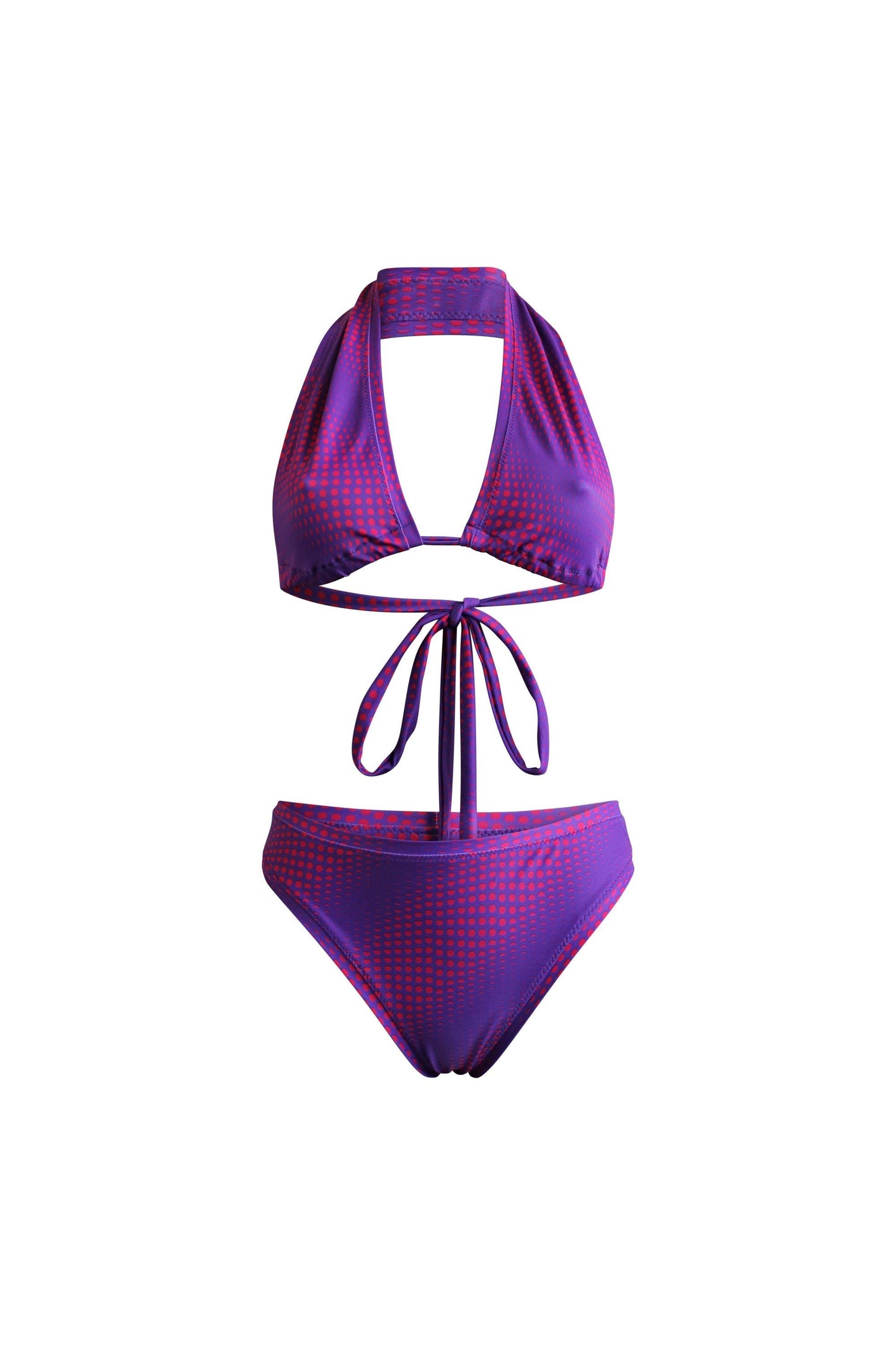 LILA Designer Bikini mit Mond Pattern Print, nachhaltiges Material, limitierte Fashion Edition, Kollaboration mit Lettau Fashion, Lunar Circles 