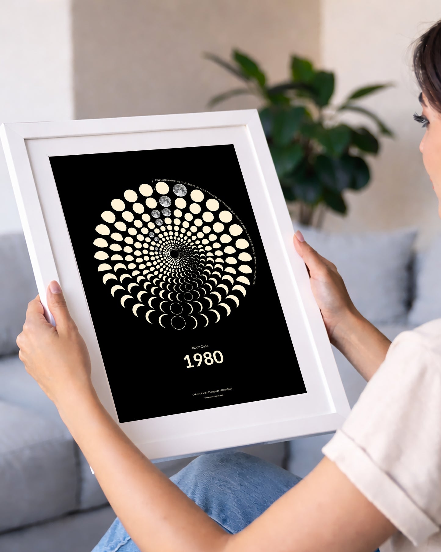 Moon Code Poster 80er Jahre Electric Tides Collection im Wohnzimmer