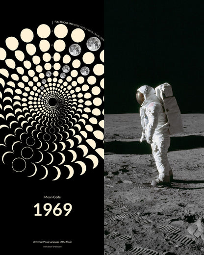 1969 Moon Landing Anniversary Poster – Historic Apollo 11 year lunar phases as premium wall art gift