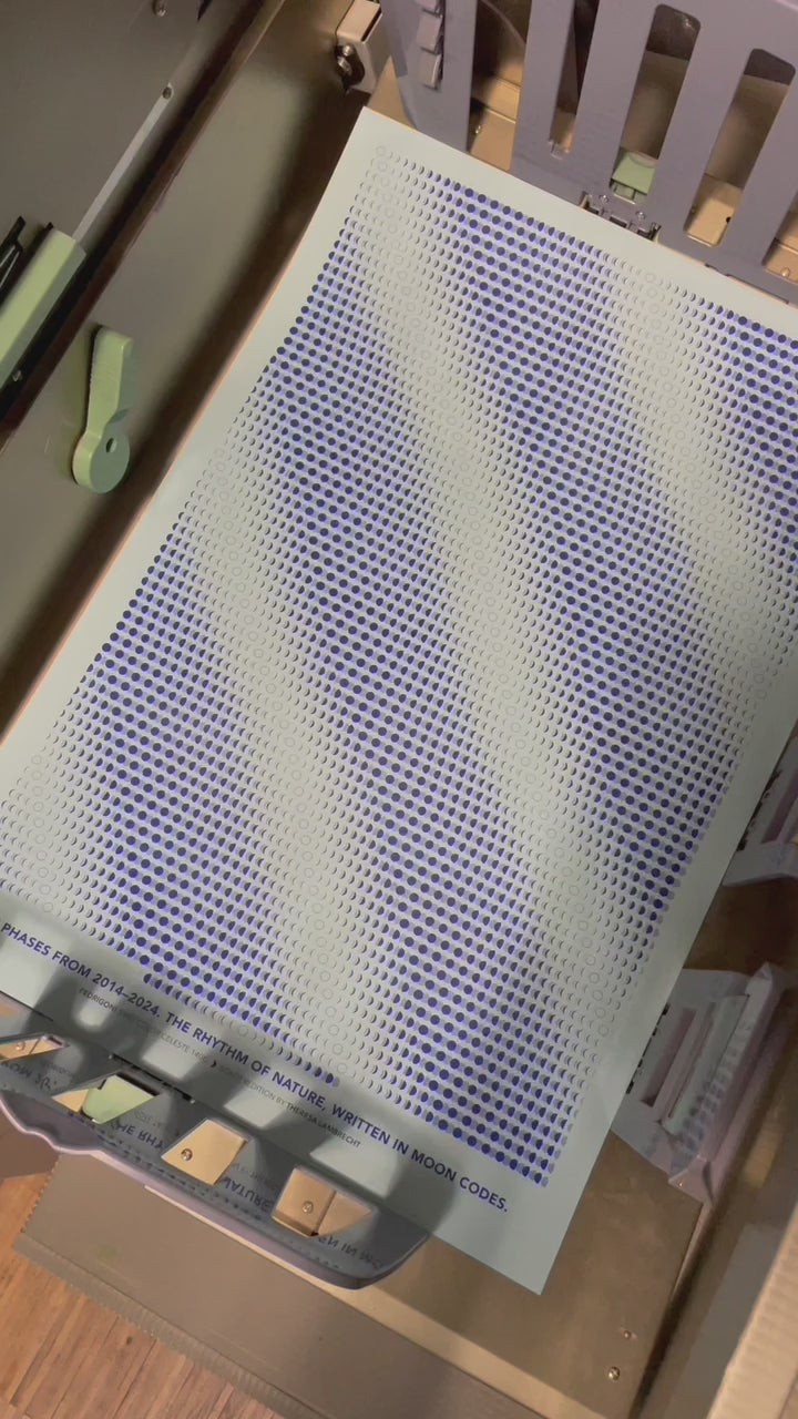 A2 Kunstdruck Mondphasen 2014 bis 2024, Moon Code Poster auf Fedrigoni Papier, Limitierte Edition von Theresa Lambrecht für Astrofans und Kunstliebhaber