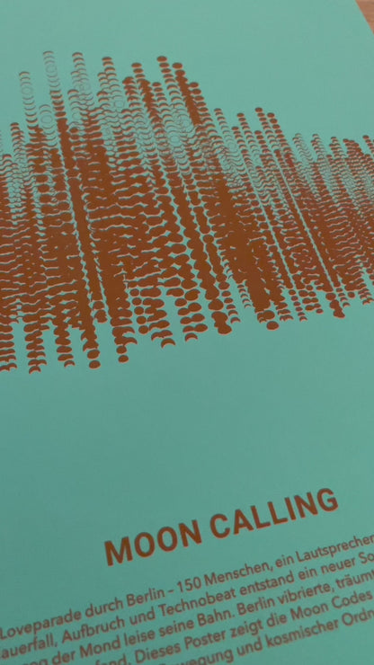 Limitierter Kunstdruck der Mondphasen 1989 auf Fedrigoni Papier. Inspiriert von der ersten Loveparade und dem Berliner Mauerfall. A3 Poster Design. Theresa Lambrecht.