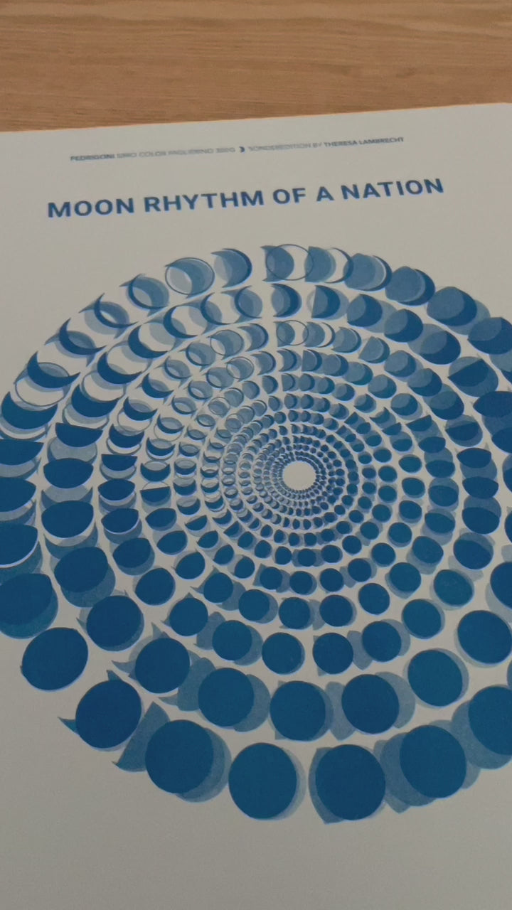 Mondphasen Poster der Fußball WM Jahre 1954 1974 1990 2014. Moon Rhythm of a Nation von Theresa Lambrecht. Limitierte Kunst auf Künstlerpapier.