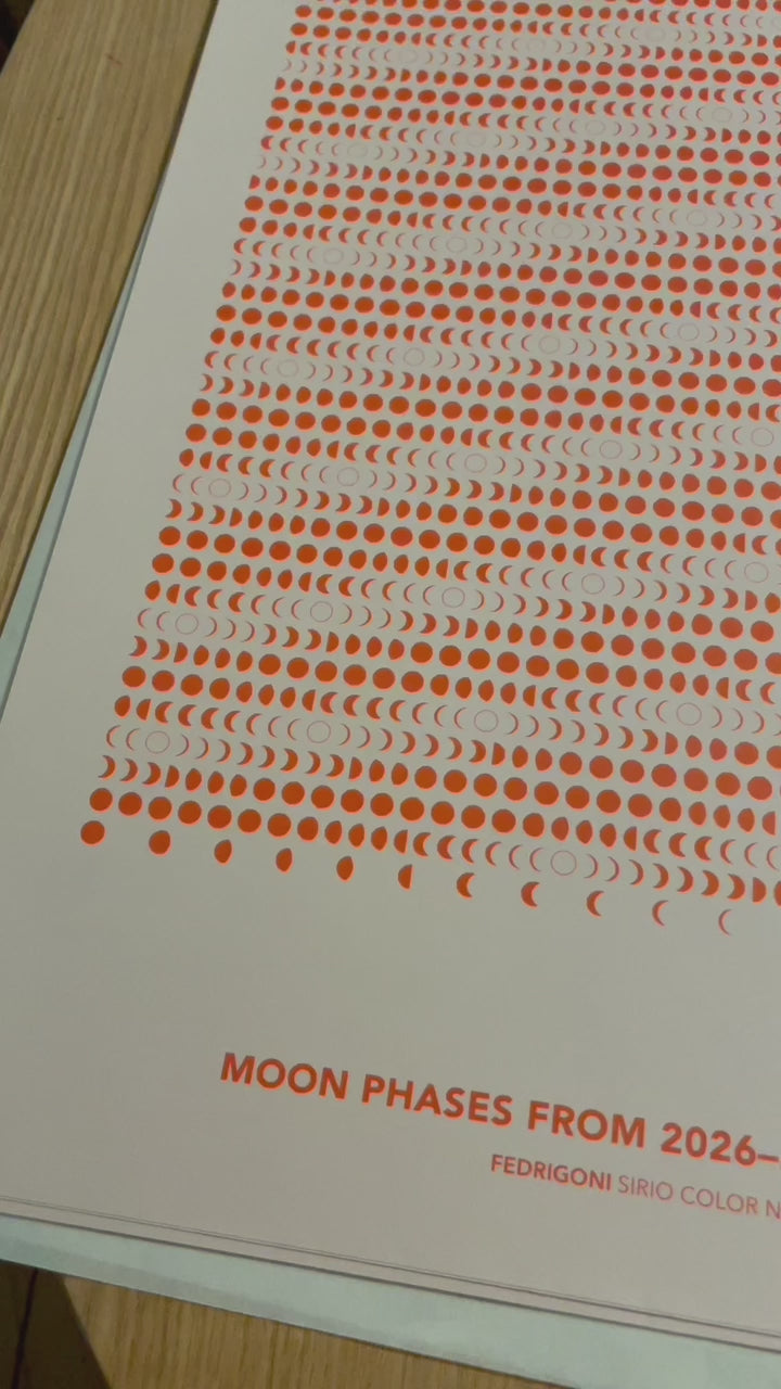 A2 Moon Code Poster mit Mondphasen 2026 bis 2036 · Limitierter Kunstdruck auf Fedrigoni Papier · Theresa Lambrecht Visionäre Edition