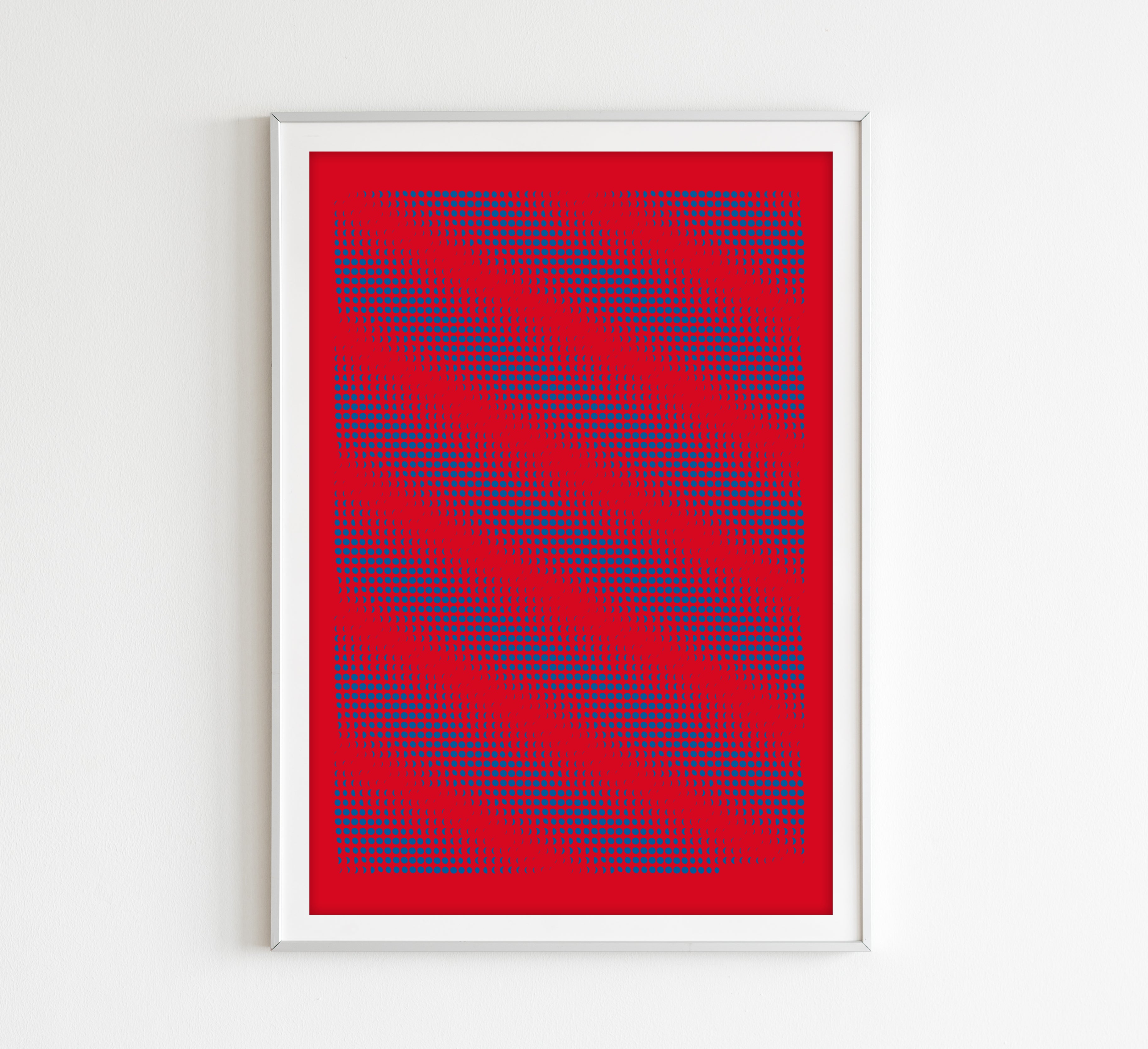 3650 Moons Limitierte Edition – Siebdruck Mondkunst in Rot von Theresa Lambrecht, kosmisches Muster auf 50x70 cm Papier.